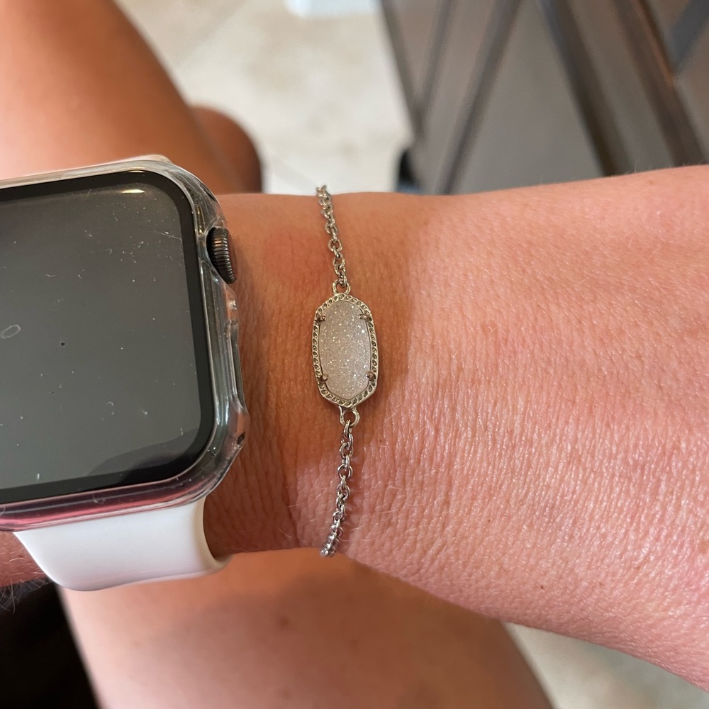 Kendra Scott Elaina Silver Adjustable Silver Chain Bracelet in Iridescent Drusy